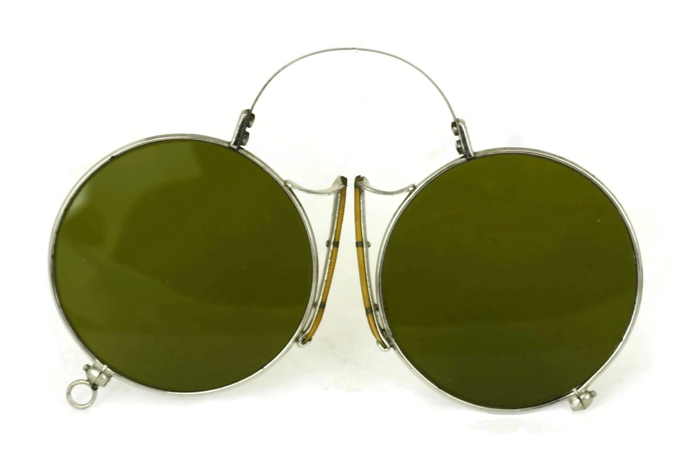 Antique Pince Nez Sunglasses. French Clip on Eye Glasses. Steampunk