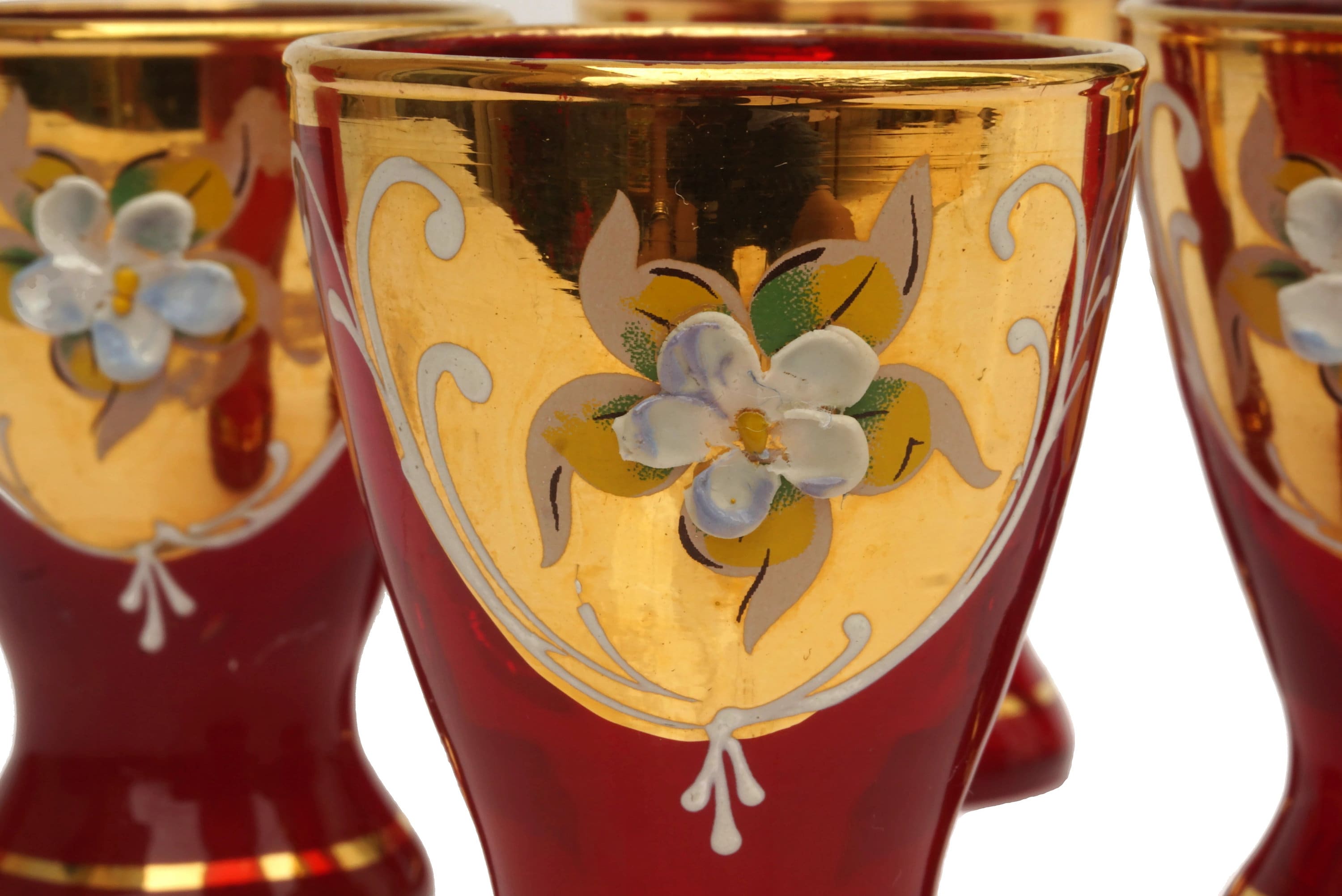 Vintage Murano Shot Glass Set of 6, Italian Bar Decor