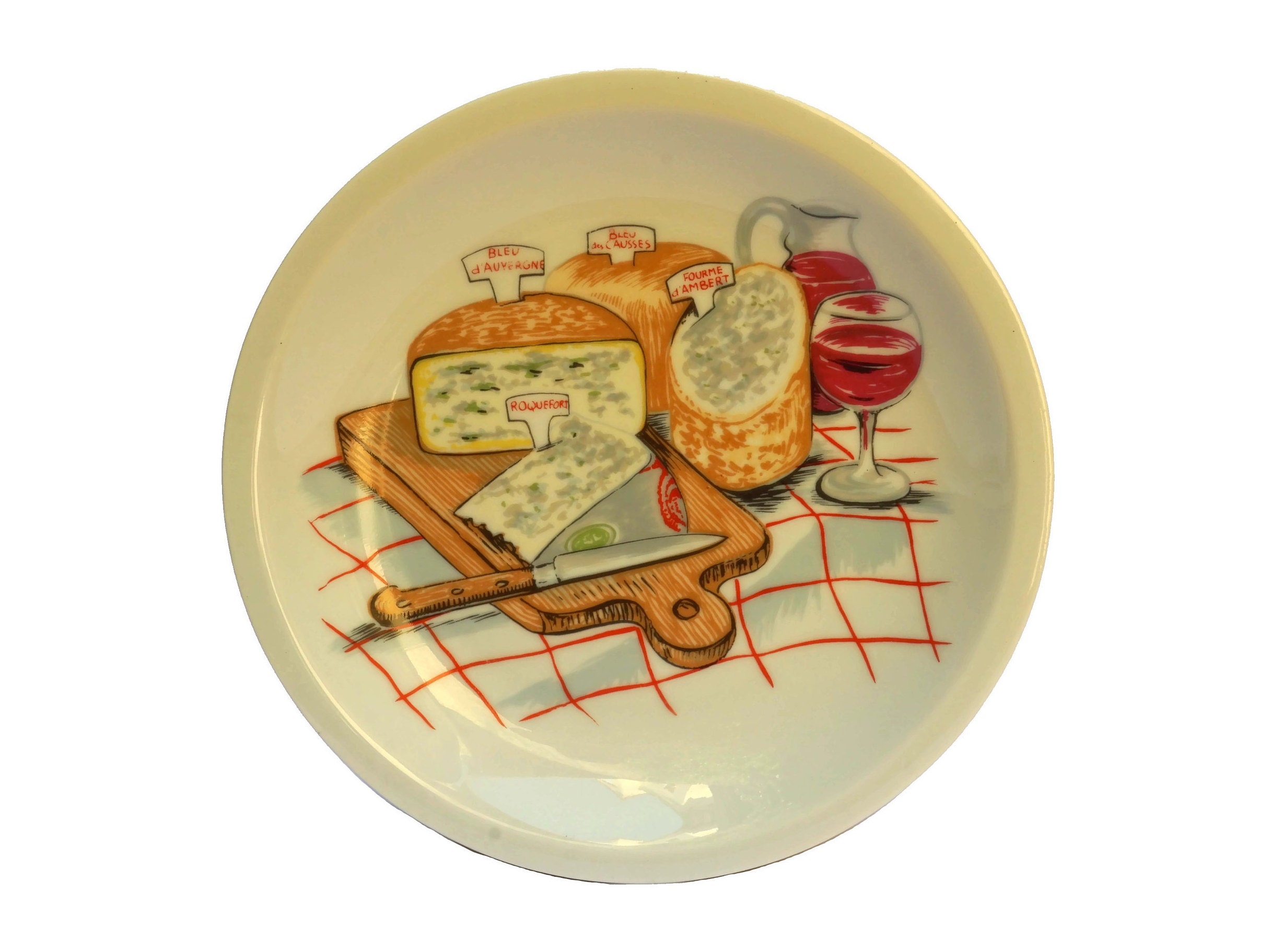 French Porcelain Cheese Plates, Set of 6