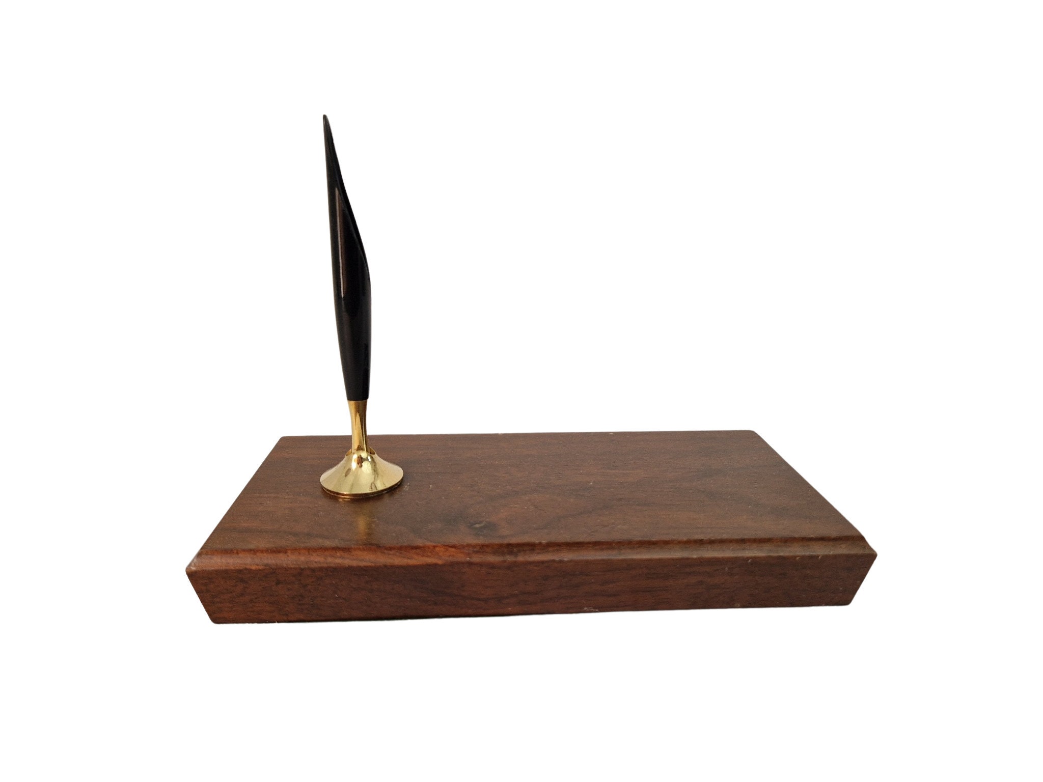 Mid Century Teak Pen Holder, Quill Fountain Pen Display Stand