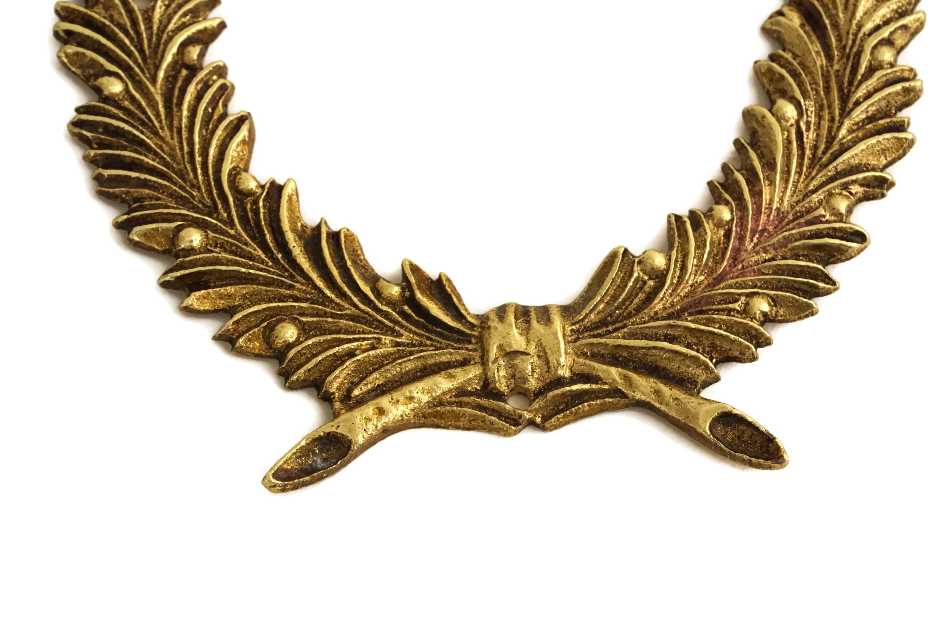 Laurel Leaf Wreath Furniture Ornament, French Antique Bronze Molding