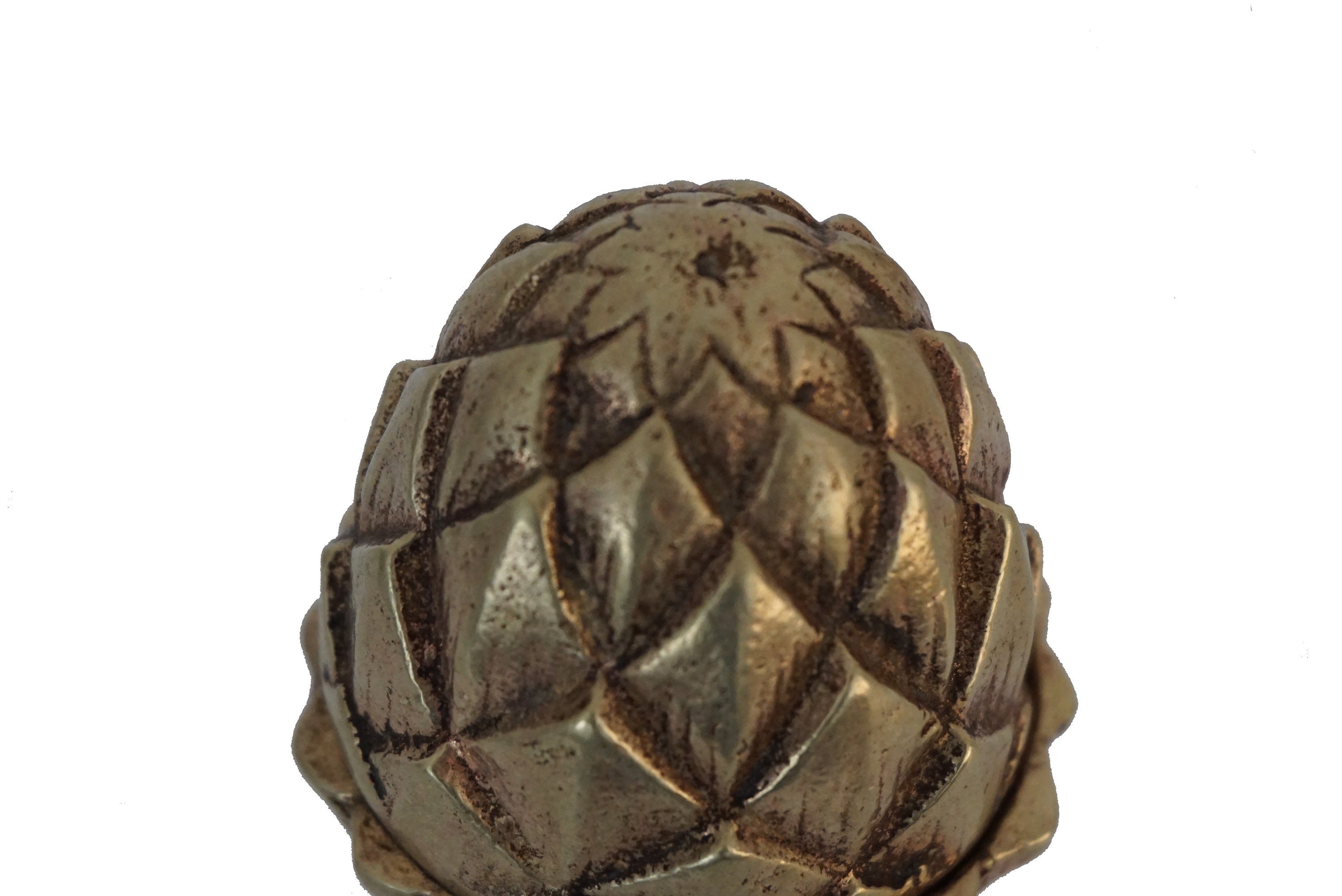 Antique French Brass Pinecone Finials, Curtain Tie Back Ornaments