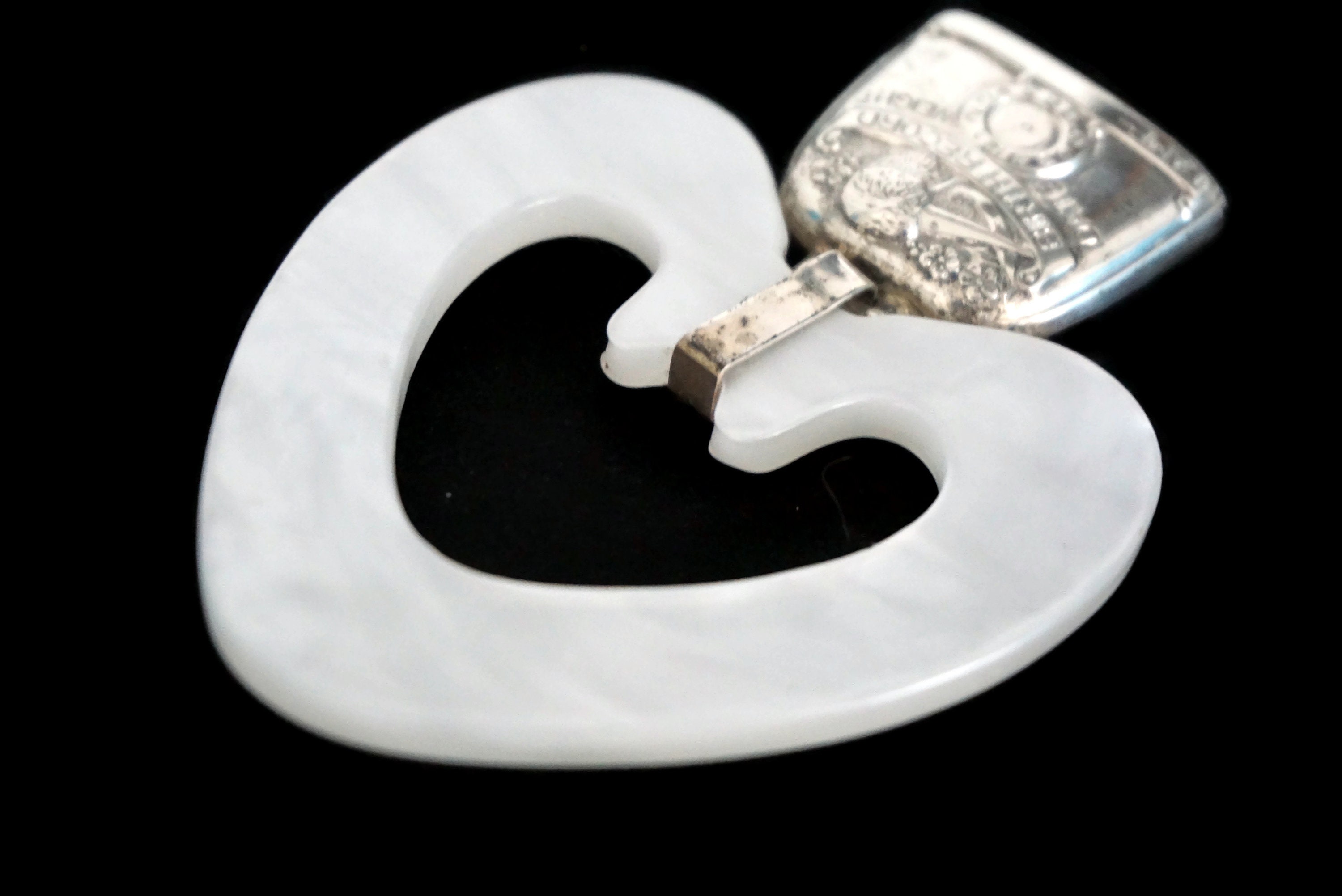 Sterling Silver Baby Rattle and Teething Ring with Birth Record and Stork