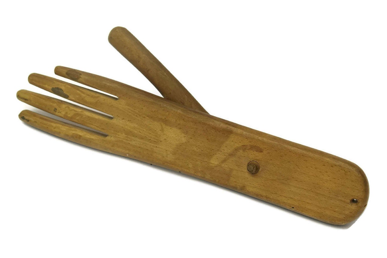 Antique Victorian Wooden Glove Stretcher with Articulated Finger.