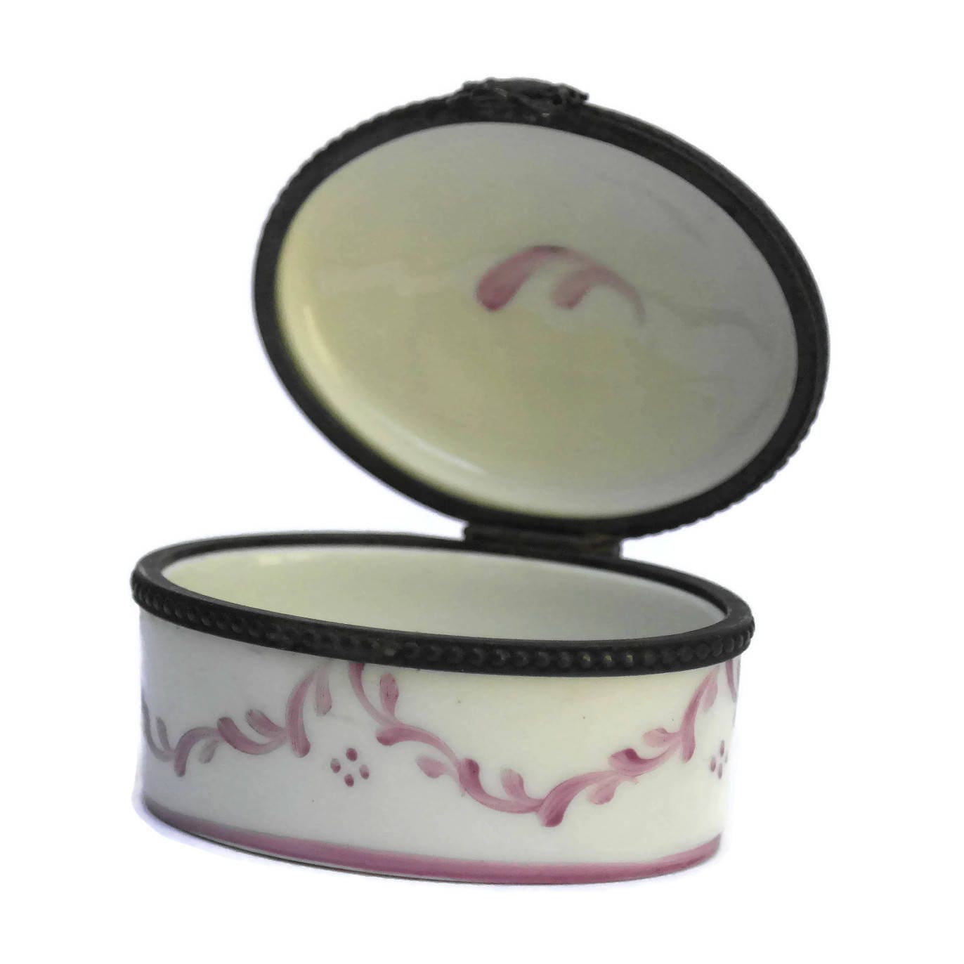 Hand Painted Hinged Trinket Box.