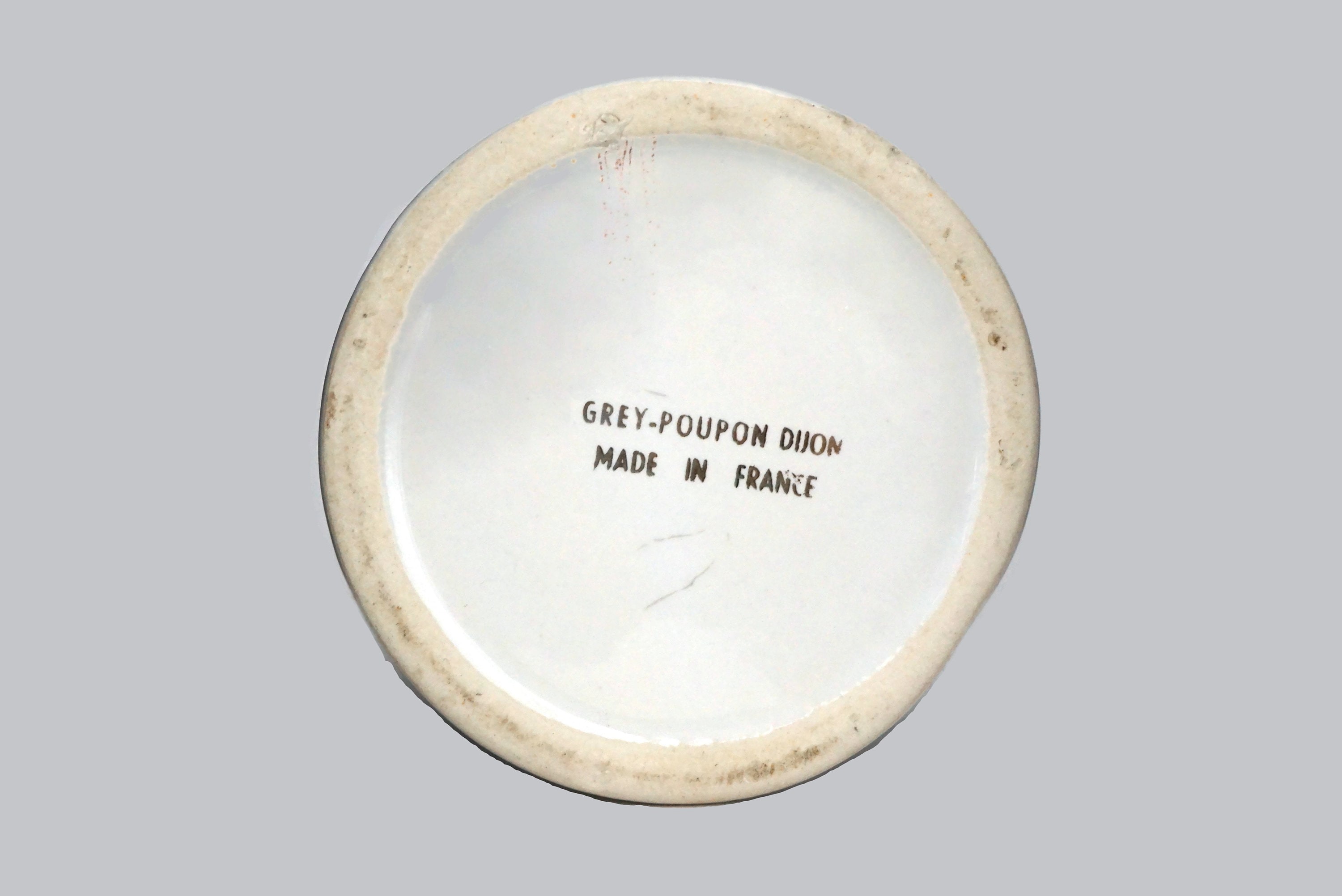 French Dijon Mustard Pot, Large Grey Poupon Advertising Ceramic Jar