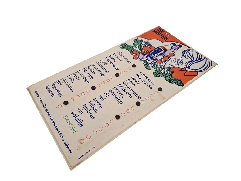 1970s French Kitchen Shopping List Reminder Board, Retro Vintage Wall Hanging Memo Plaque image 4
