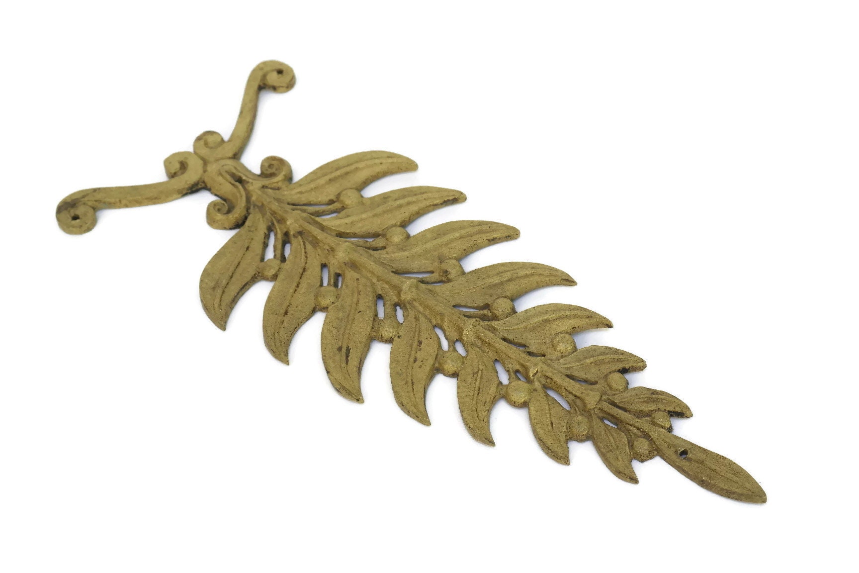 Laurel Leaf Bronze Furniture Ornament, Antique French Hardware Molding