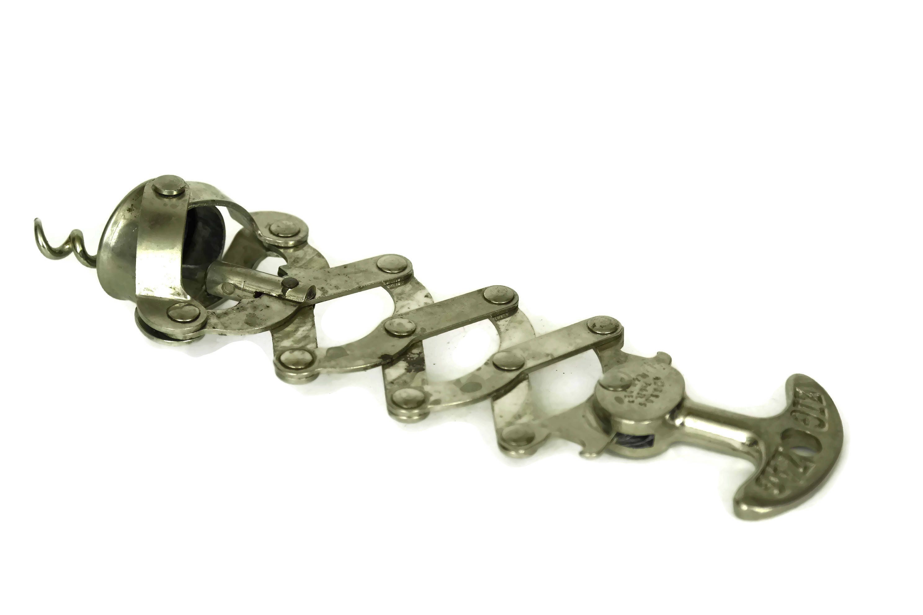 Zig Zag Accordion Corkscrew. French Wine Bottle Opener. Vintage