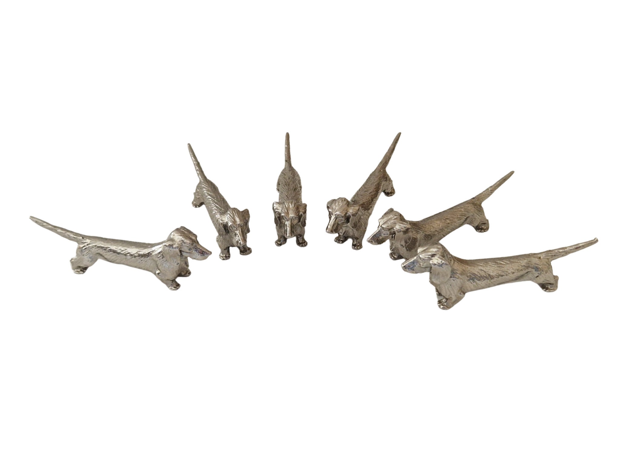 French Dachshund Knife Rests Set of 6, Animal Cutlery Holders, Dog