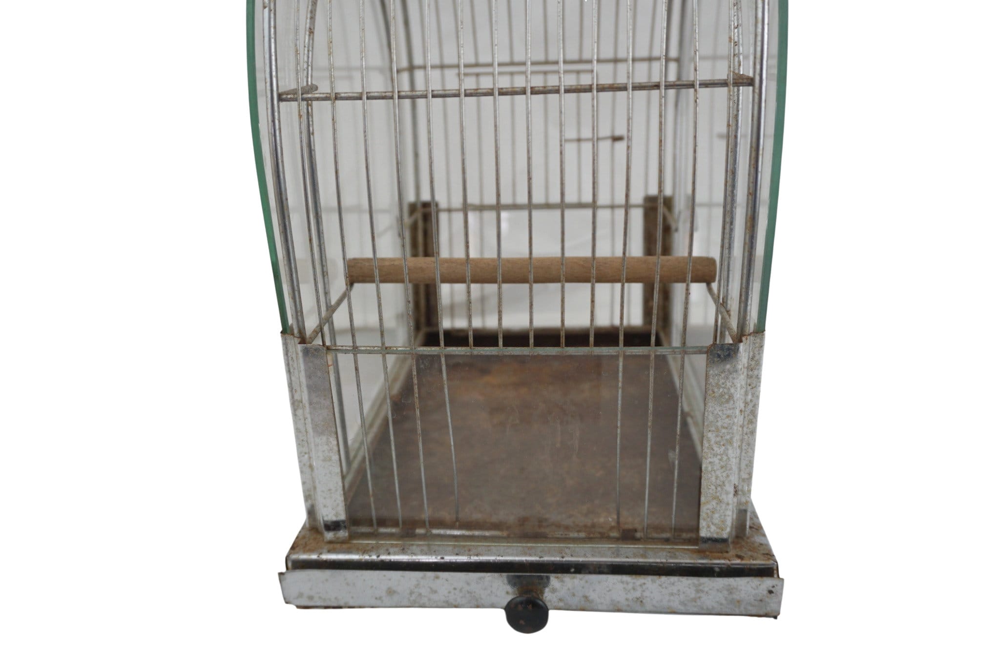 RESERVED for Terri. Art Deco Metal and Glass Bird Cage