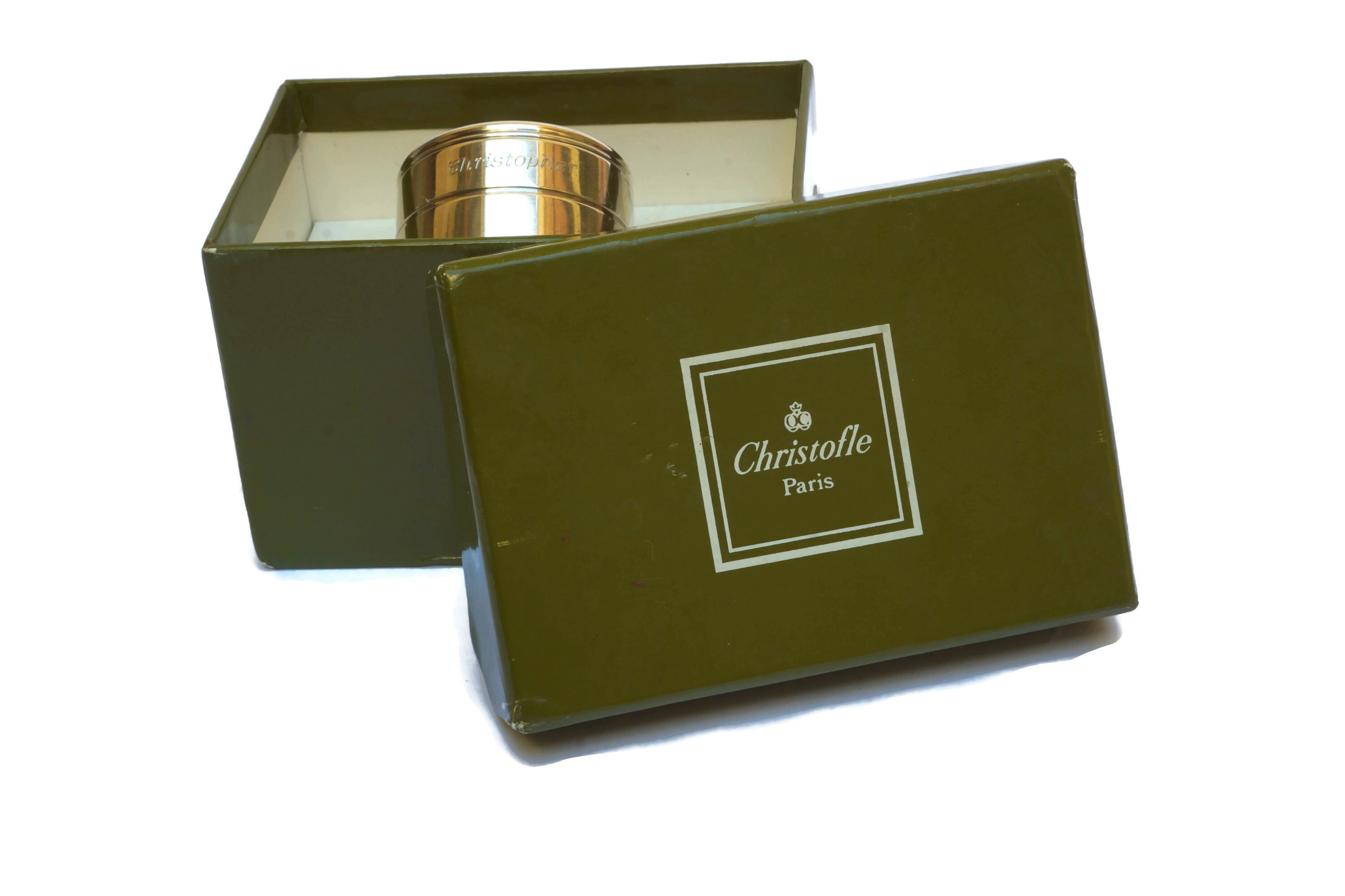 Vintage Christofle Silver Napkin Ring with Personalized Engraving Christopher