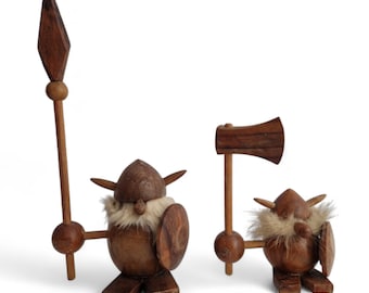 Scandinavian Teak Wood Viking Doll, Mid Century Modern Gonk Figurine, Danish Folk Art Troll Toy, Home Decor and Gifts