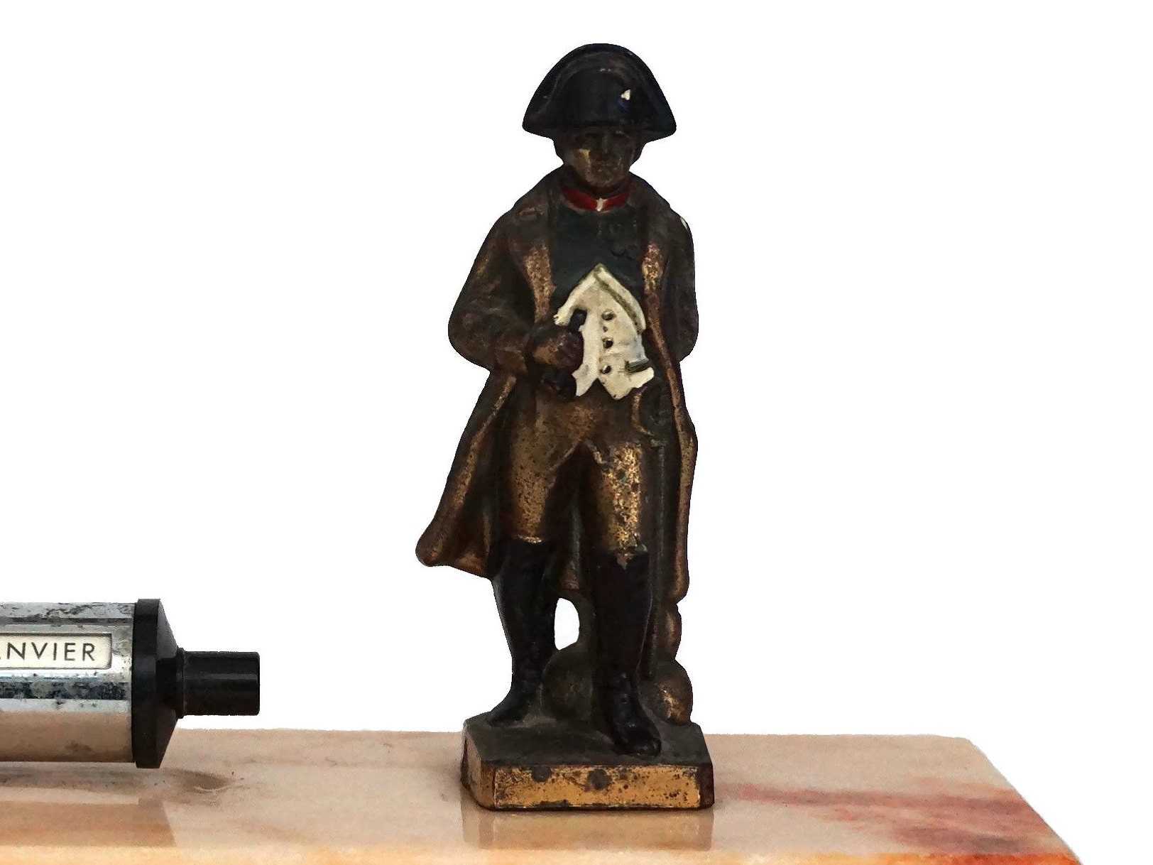 Perpetual Desk Calendar with Napoleon Bonaparte Figurine, French