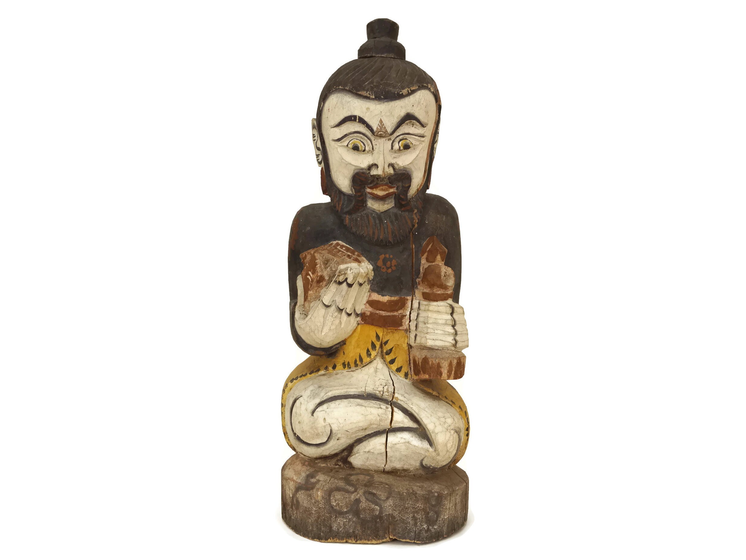 Cru Hindou God Carved Wood Temple Figurine, Bali Souvenir Statue, Spiritual Asian Home Decor