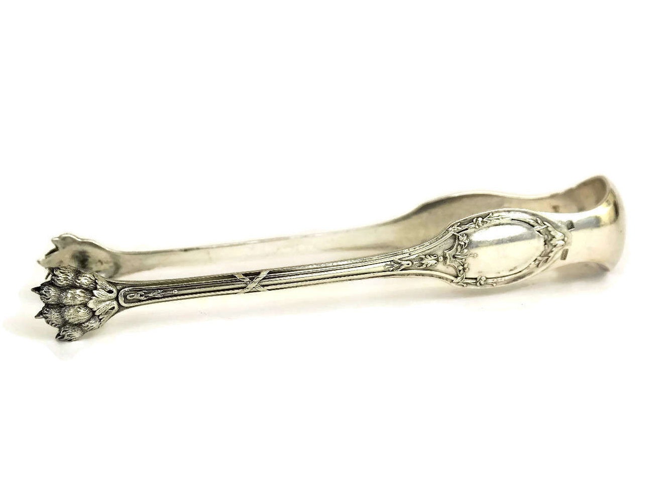 Antique French Silver Sugar Tongs by Cailar Bayard.