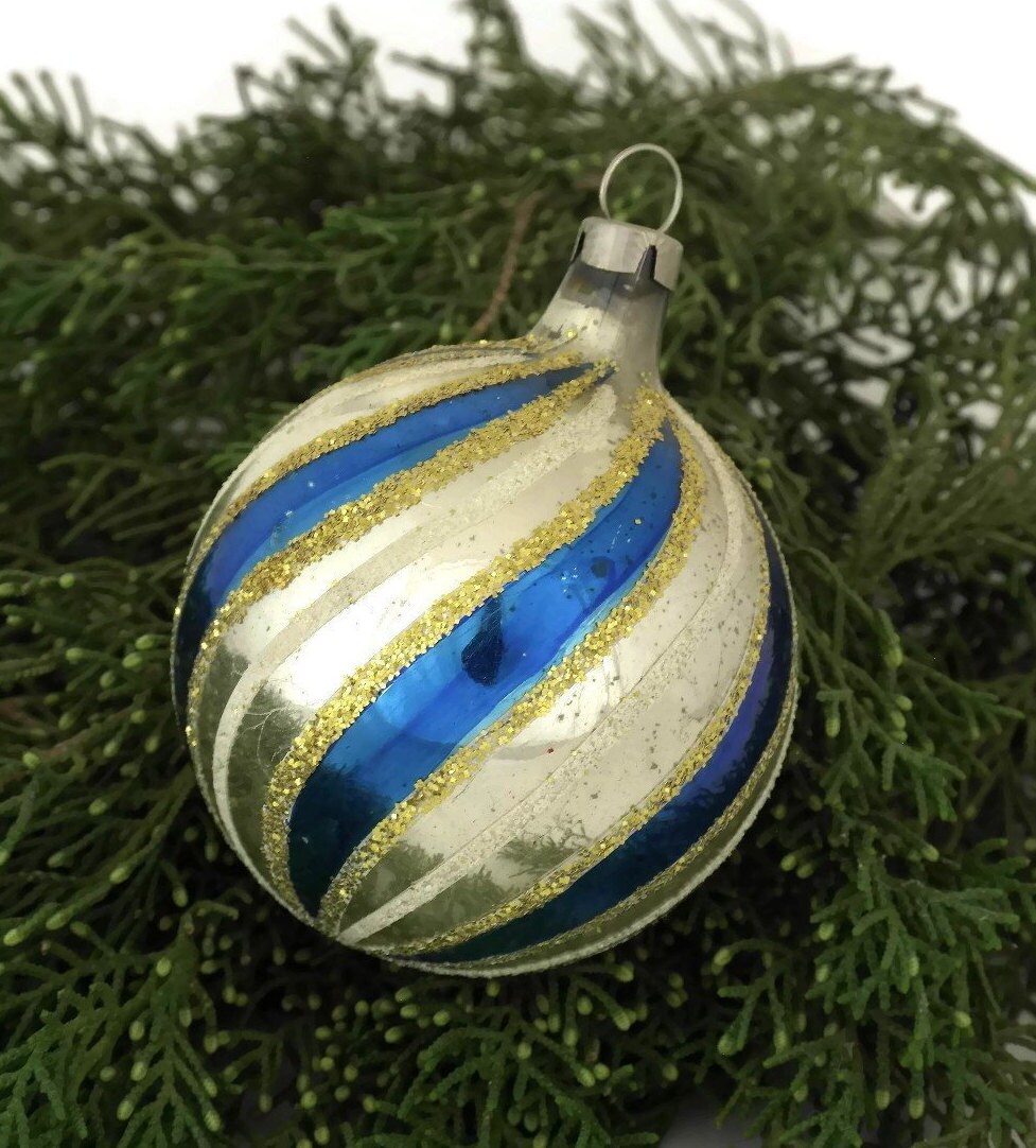 Blue And Gold Christmas Ornaments 