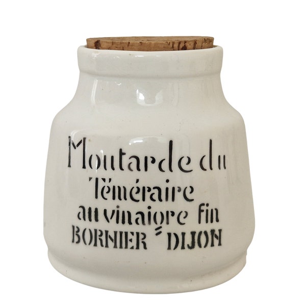 Stoneware Bornier Dijon Mustard Jar Pot, French Kitchenware Collectible