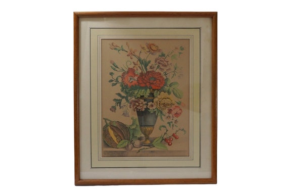 Antique Flowers in Vase Art Print Engraving 19th Century | Etsy