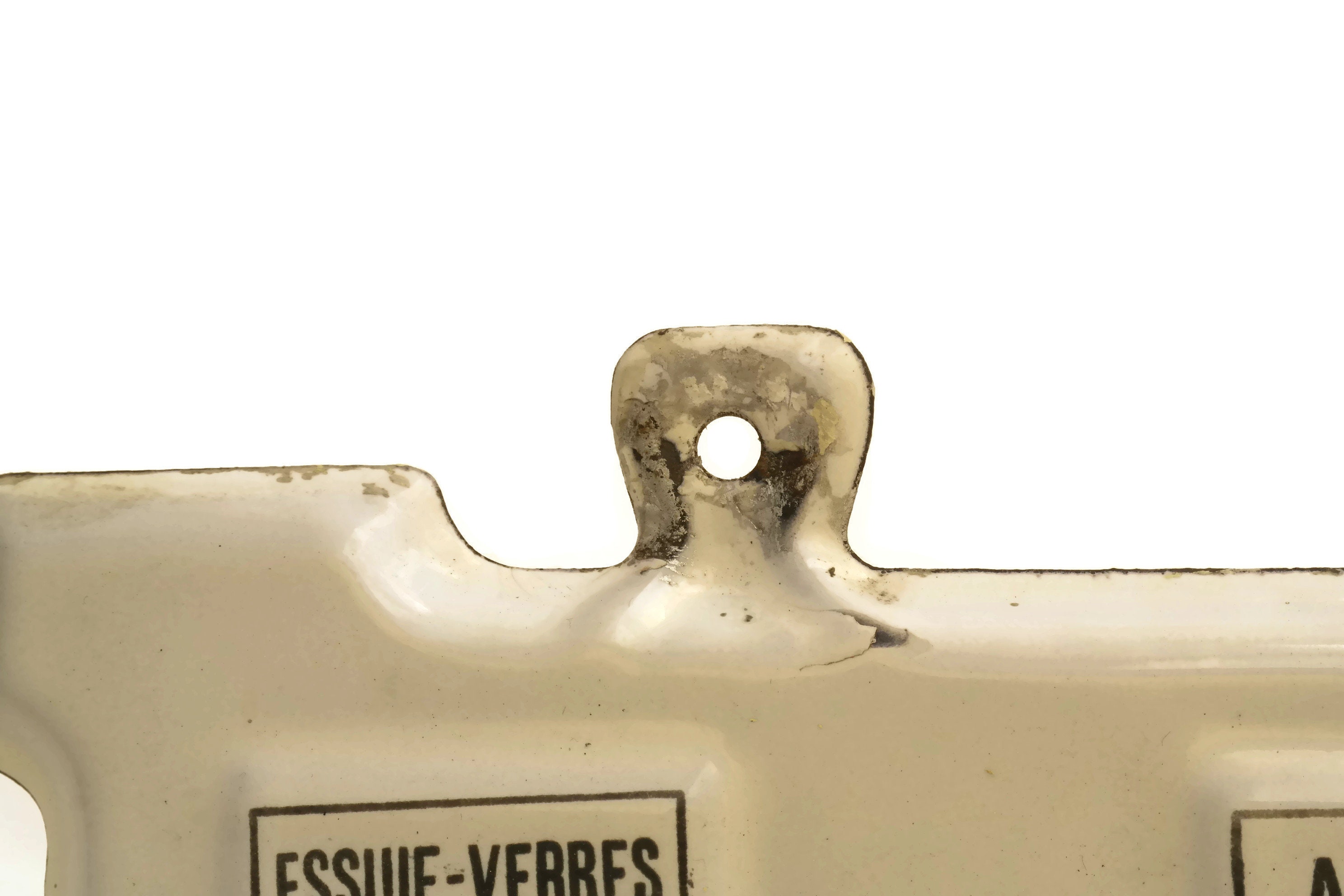 French Vintage Tea Towel Holder. Art Deco Dish Cloth Hooks. White