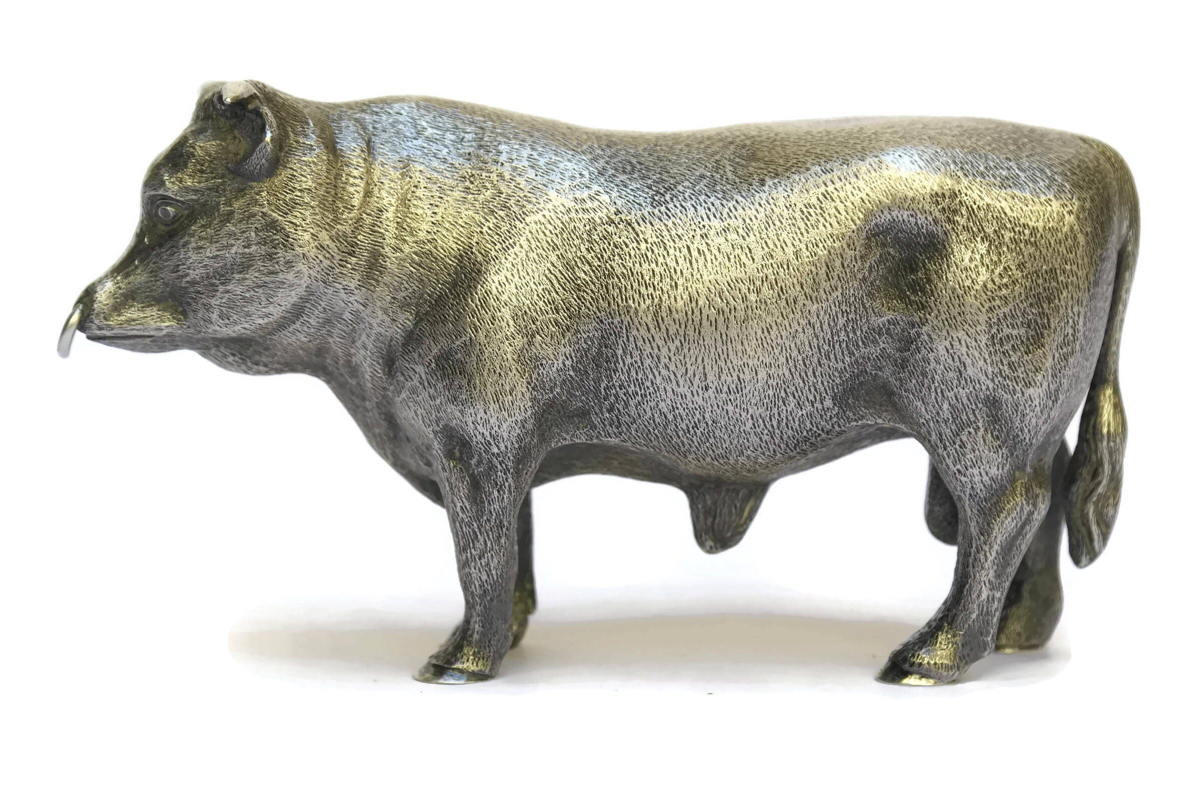 RESERVED for Vladislav. Vintage Sterling Silver Bull Sculpture, Wakely