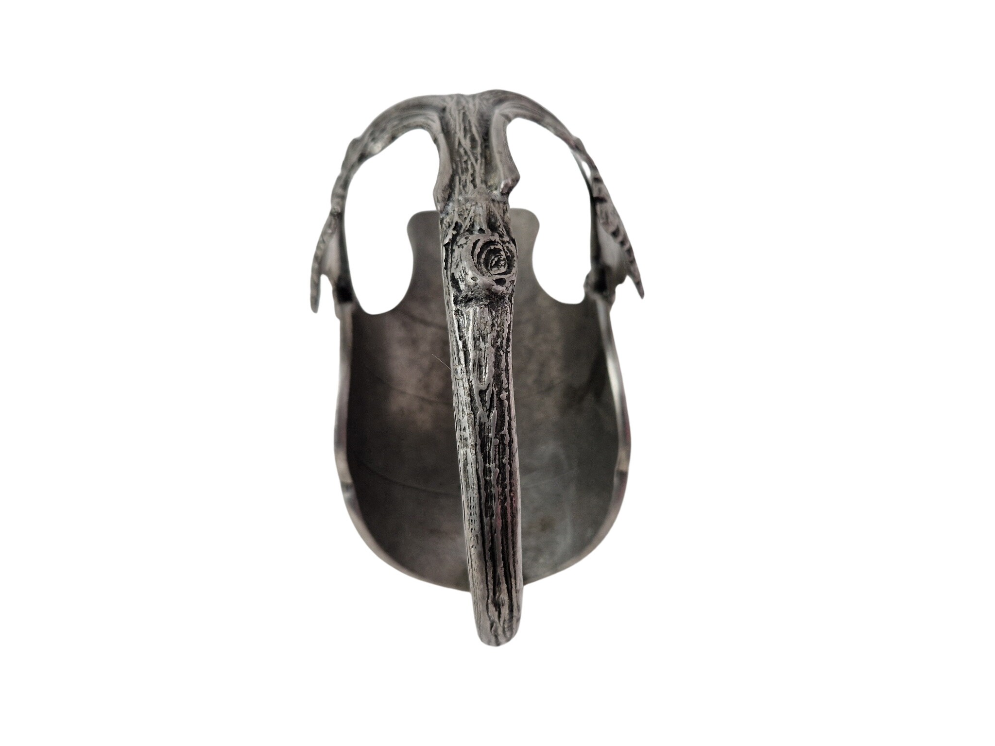 French Wine Pourer Cradle with Grapes and Vine Leaves, Pewter Bottle