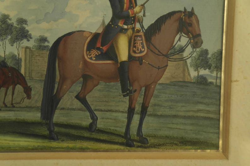 Antique Military Equestrian Art Painting Soldier on Horseback Etsy