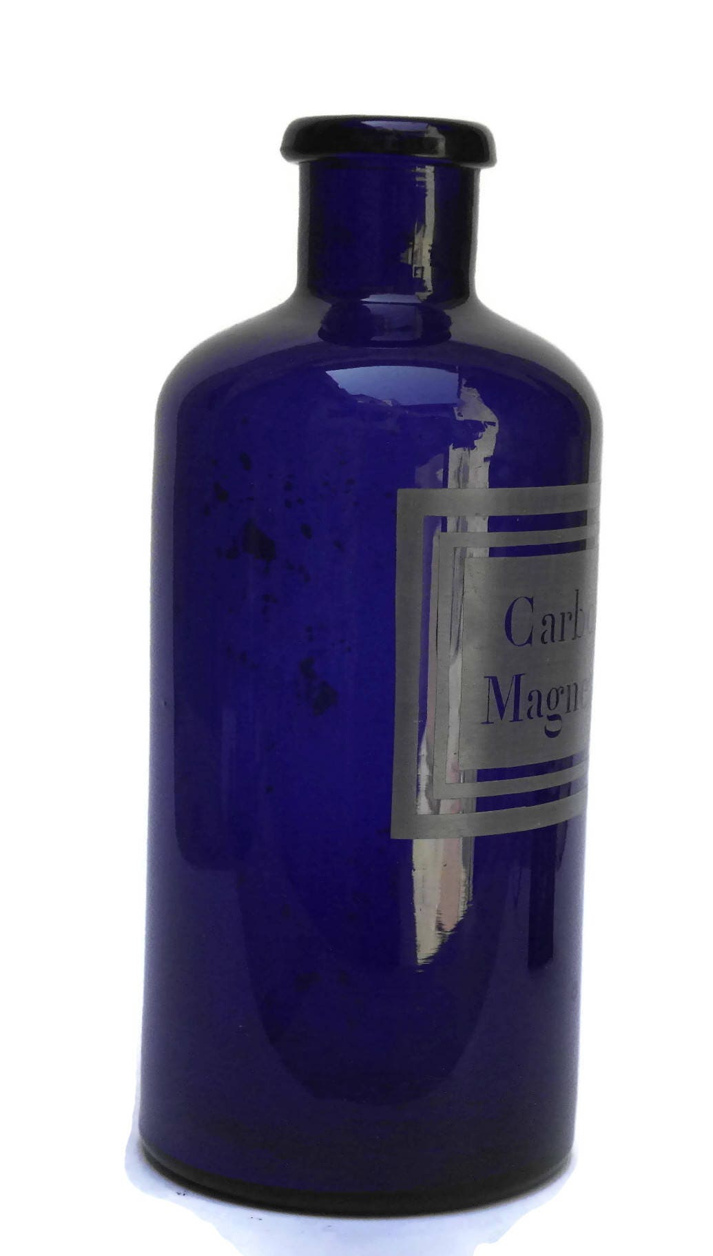 vintage blue glass apothecary jar