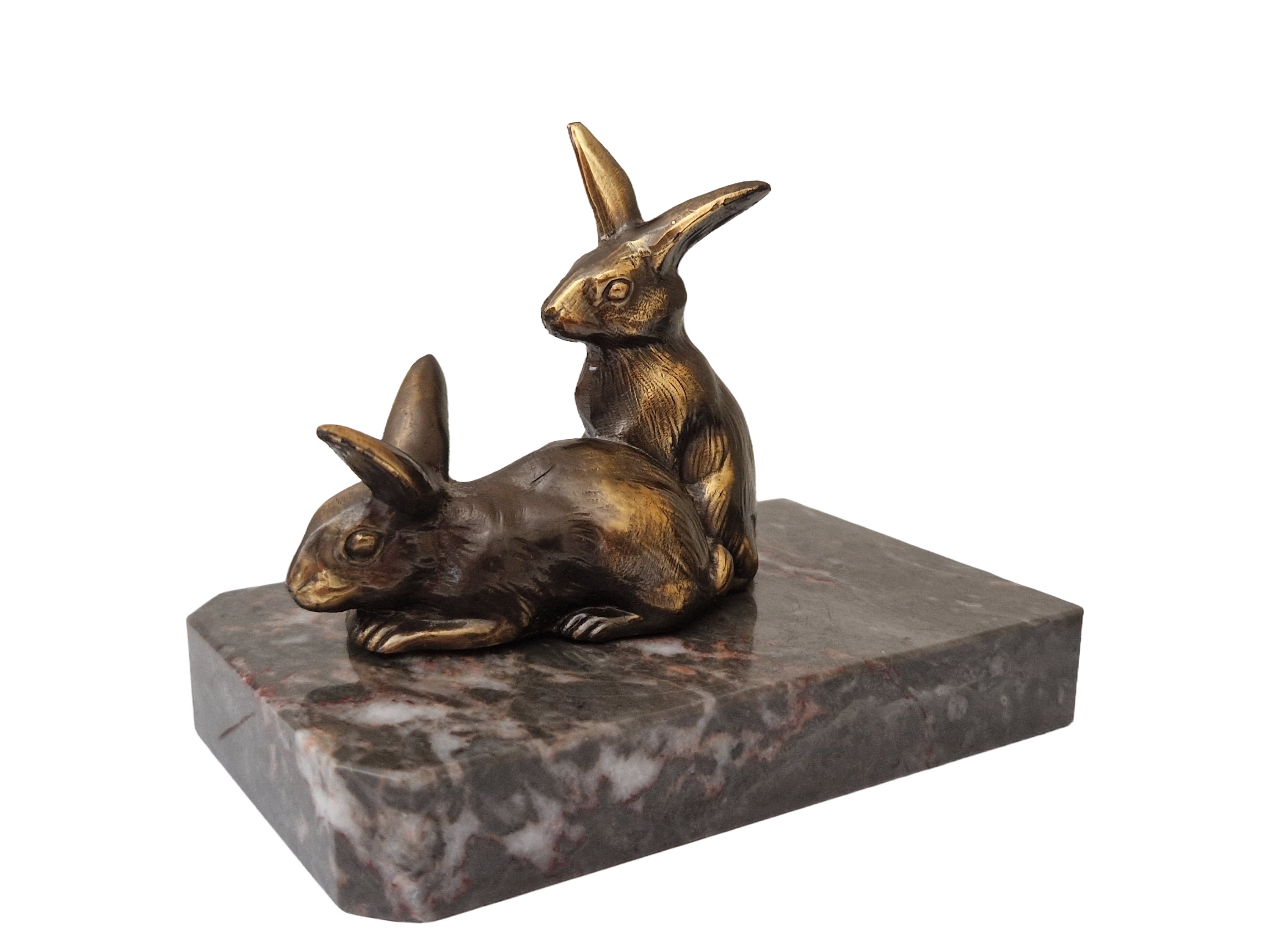 RESERVED for Chantal. Art Deco Bunny Rabbit Bookends, French Vintage Office Decor