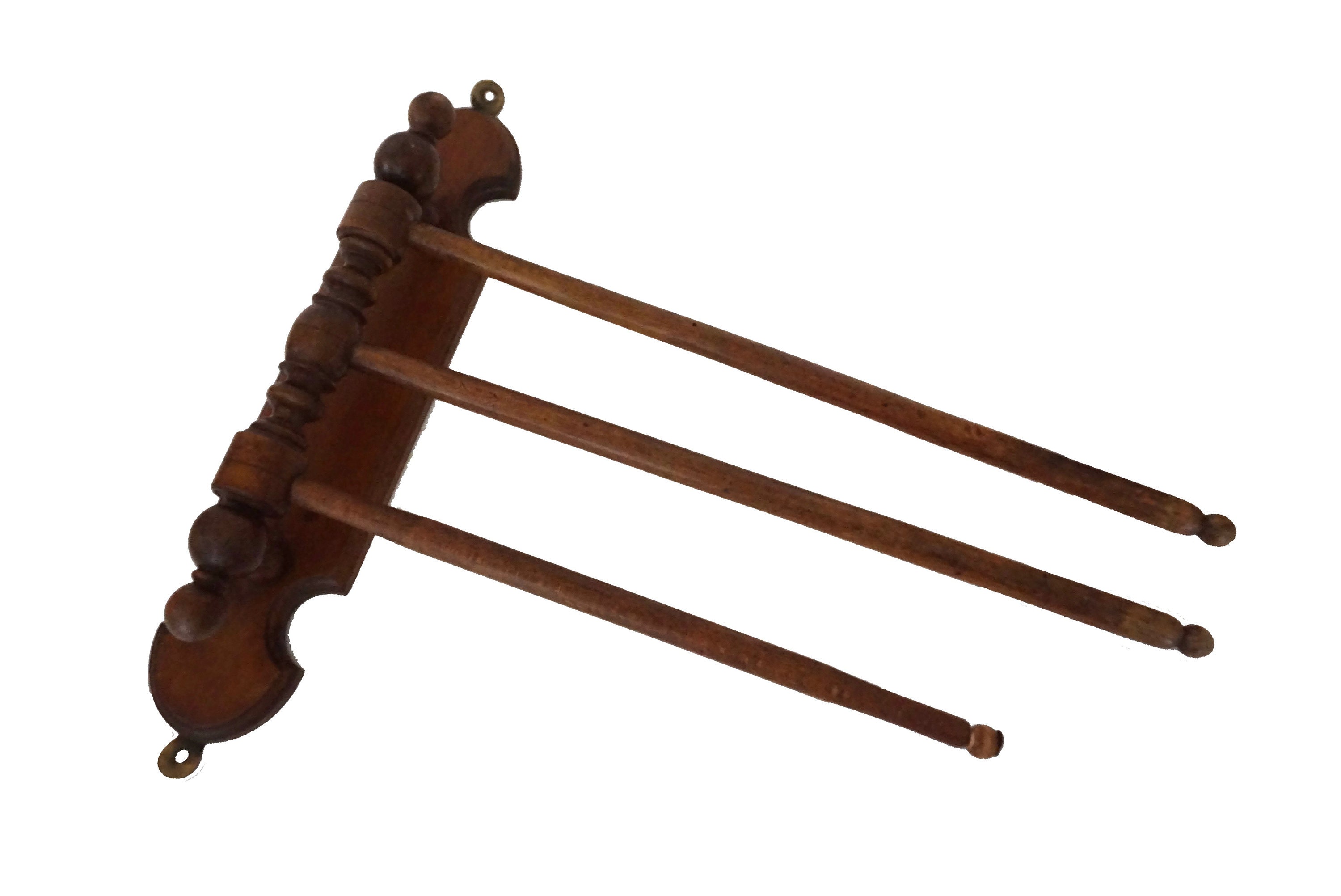 Antique Wooden Bathroom Towel Holder, 3 arm Adjustable Swing Rack, Wall