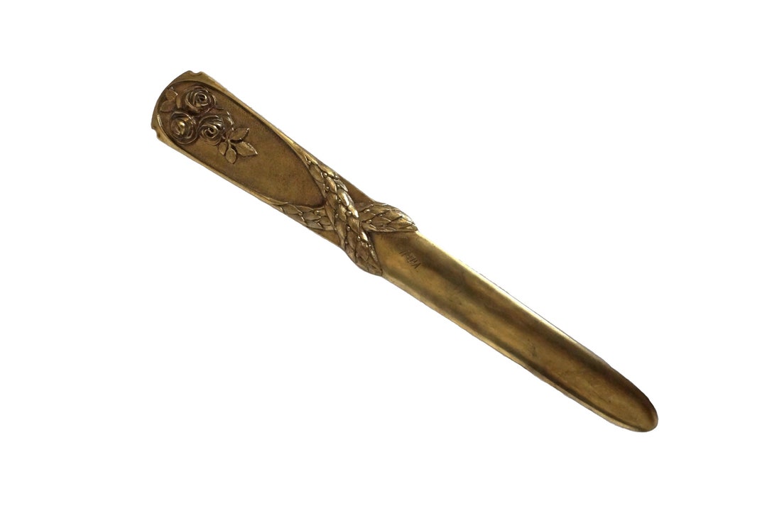 Antique Bronze Letter Opener Paper Knife With French Roses and Etsy