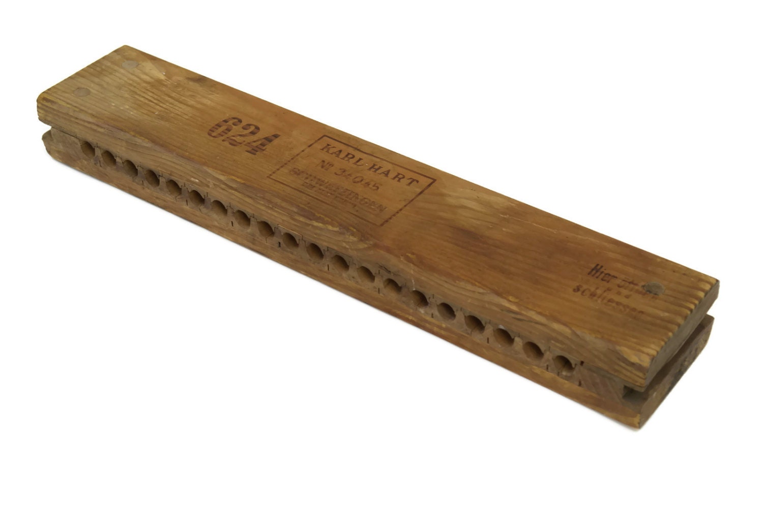 Antique German cigar press, wood cigar box, rustic wooden cigar mold