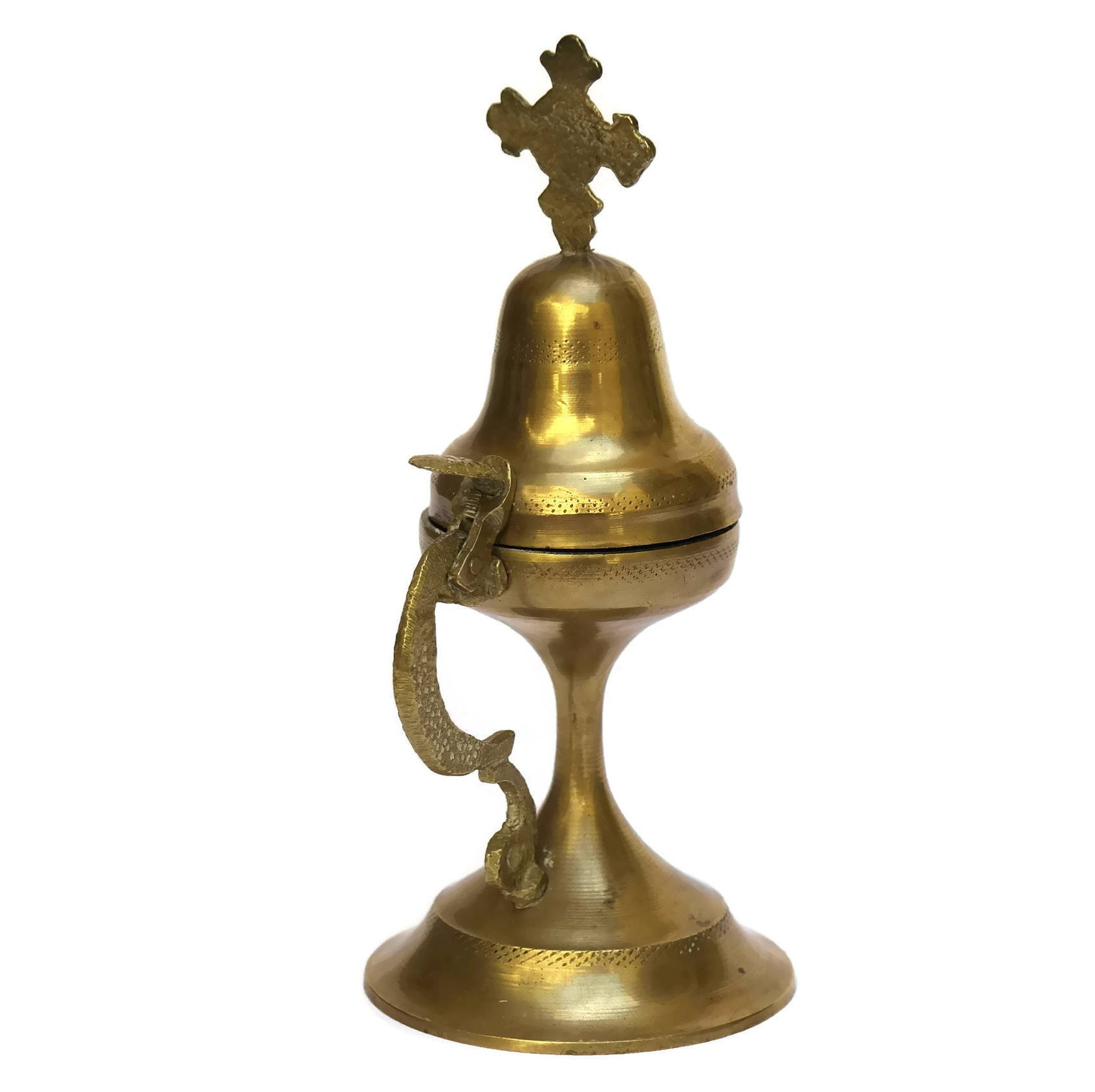 Vintage Brass Incense Burner with Cross.