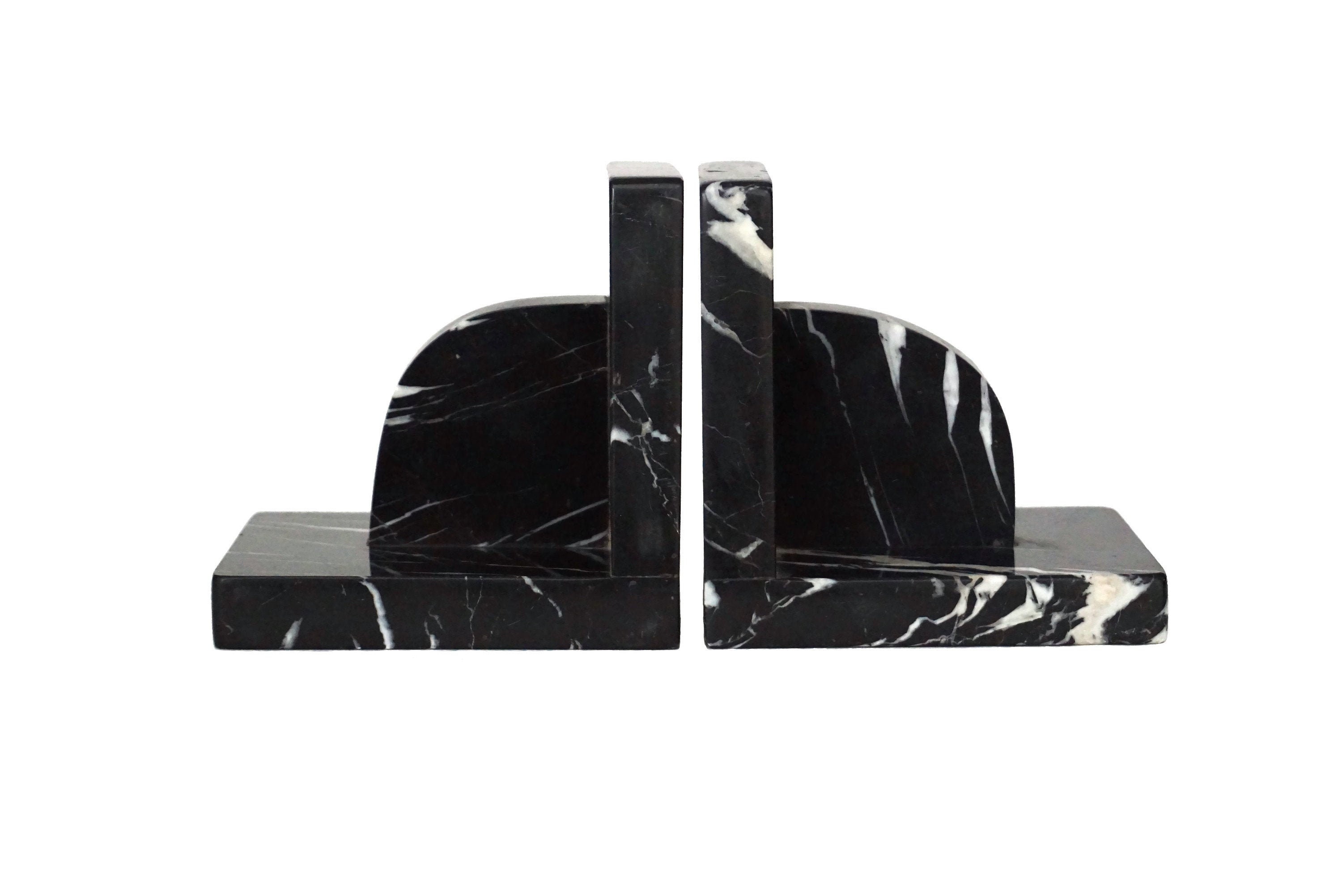 Geometric Art Deco Marble Bookends, French Office and Book Shelf Decor