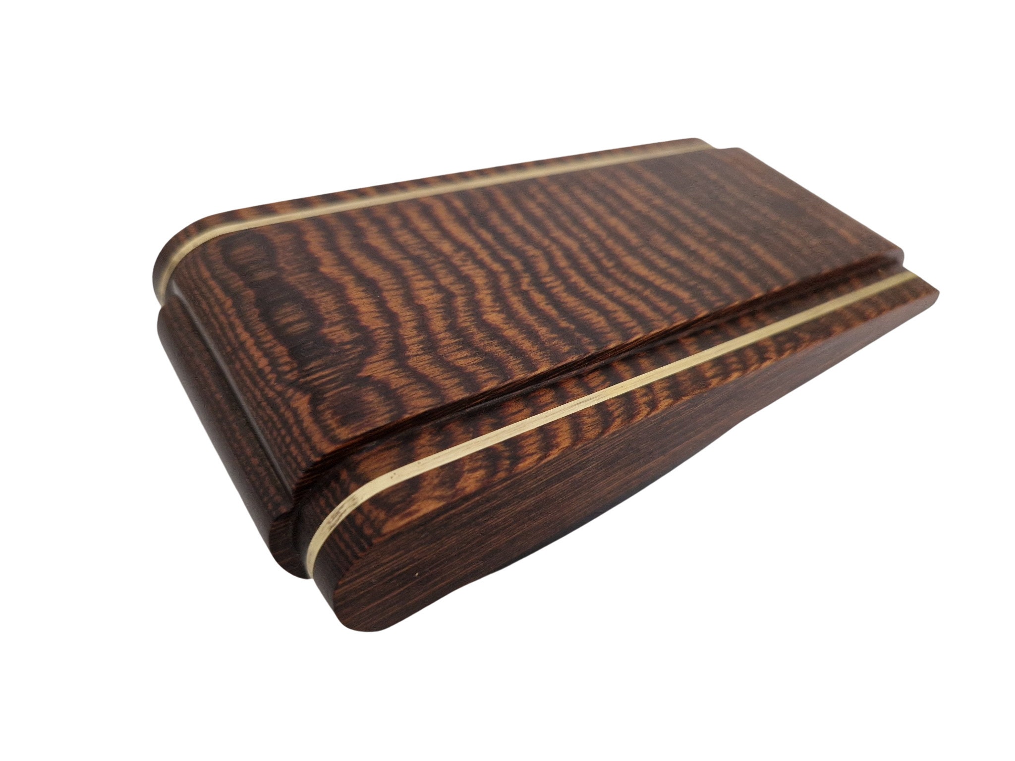 French Art Deco Macassar Ebony and Brass Ink Blotter, Antique Wood Desk