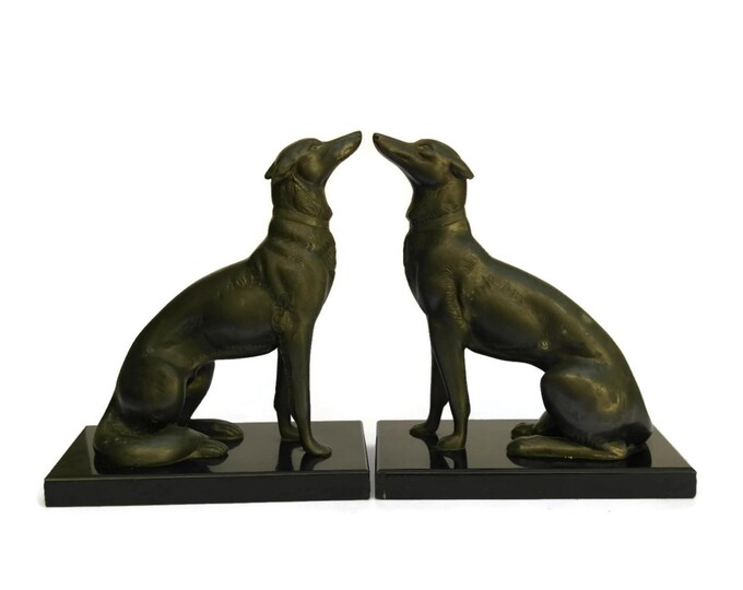 Art Deco Dog Bookends. Greyhound Figural Book Ends. Art Deco Etsy
