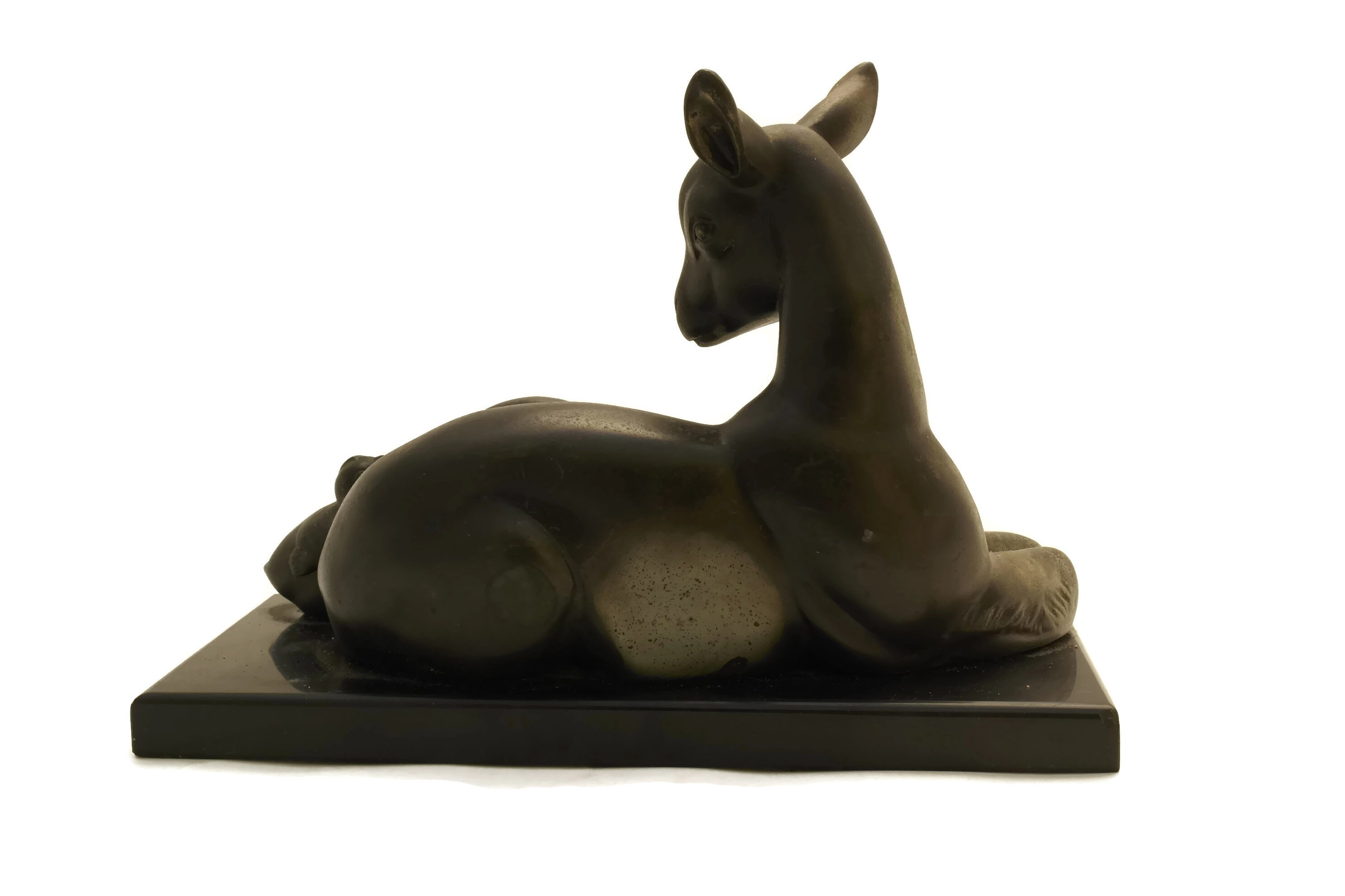 French Art Deco Animal Statue with Lamb and Chick Figurines. Newborn