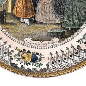 Antique French Transferware Plate with Victorian Grandmother, Gift for Grandma image 7