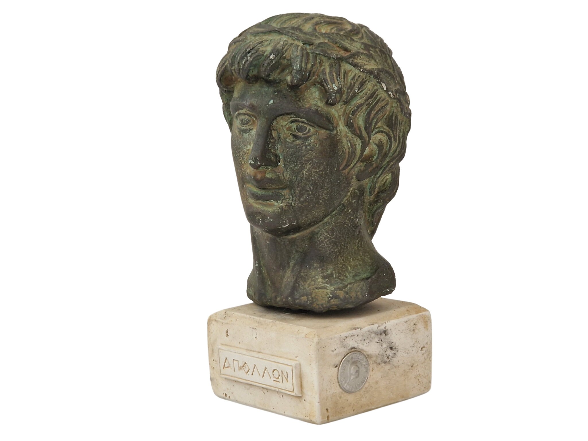 Apollo Head Portrait Bust Statue by Nick Botsas, Vintage Greek Museum