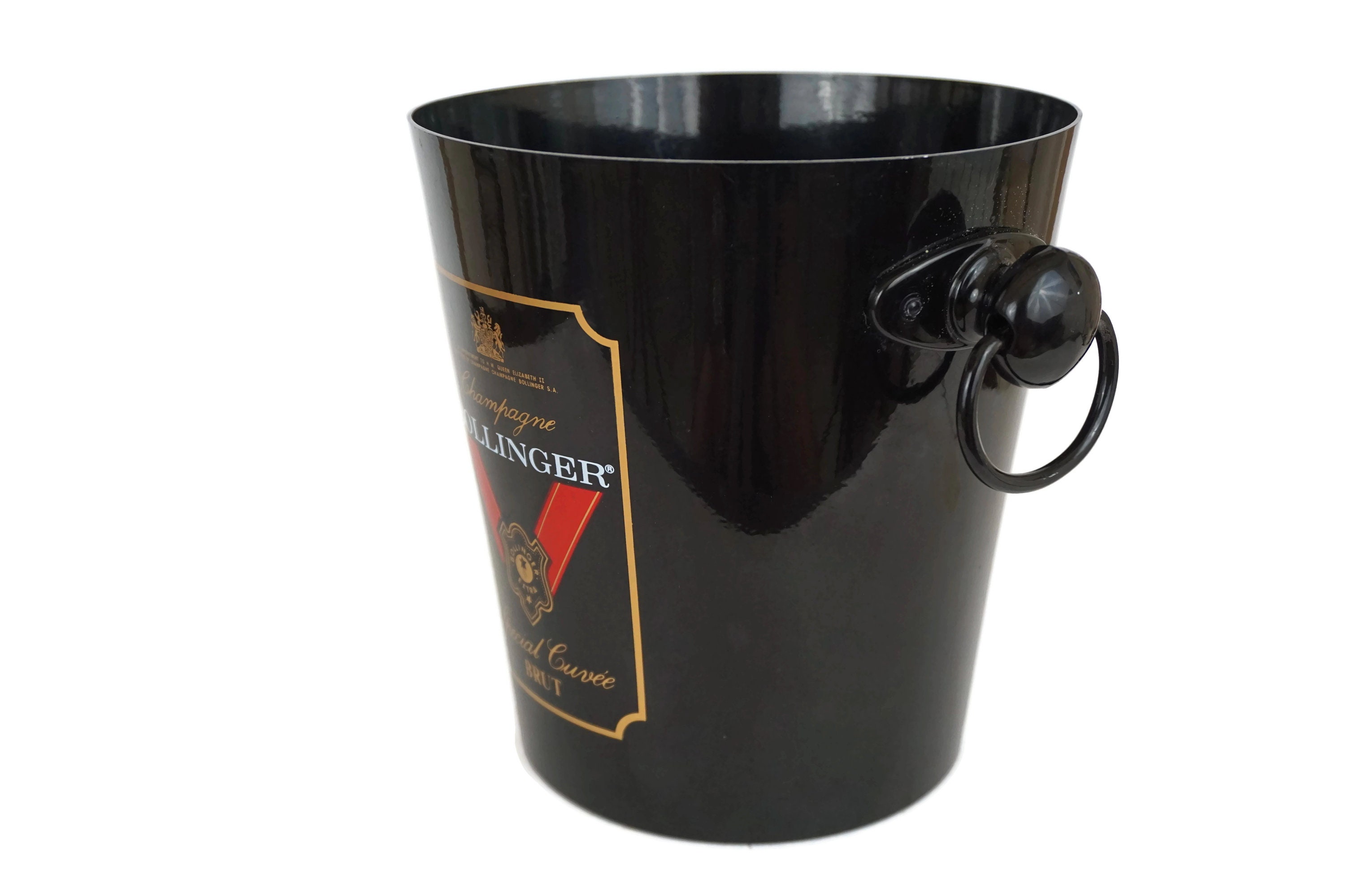 Vintage French Bollinger Champagne Bucket, Black Enamel Ice Cooler