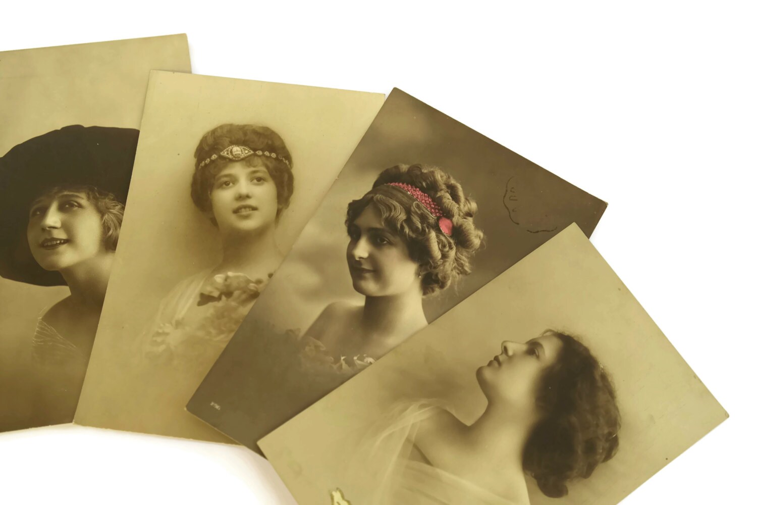 Edwardian Woman Portrait Postcards. Antique French Postcard Collection.