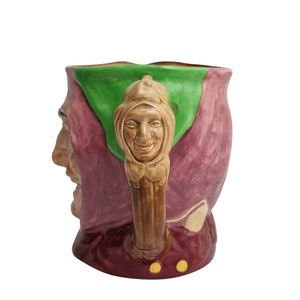 Touchstone Court Jester Pitcher by Royal Doulton, Vintage Majolica Figural Jug image 7