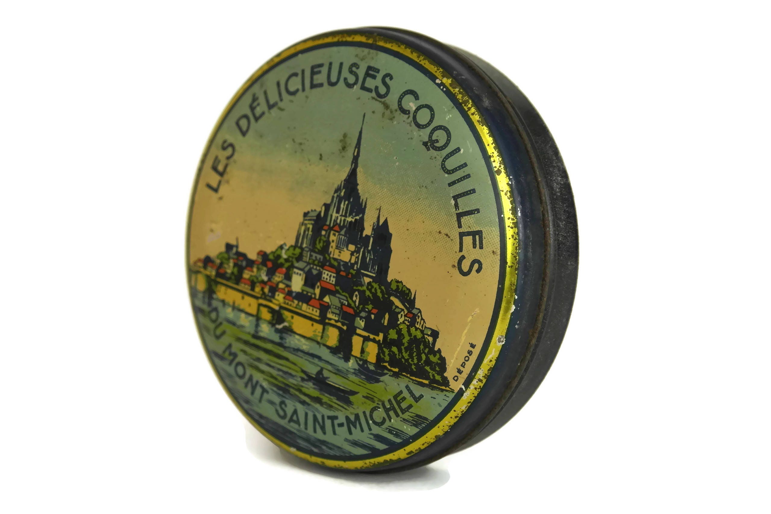 Saint Michael Mount Souvenir Tin Box, Vintage French Candy Box with