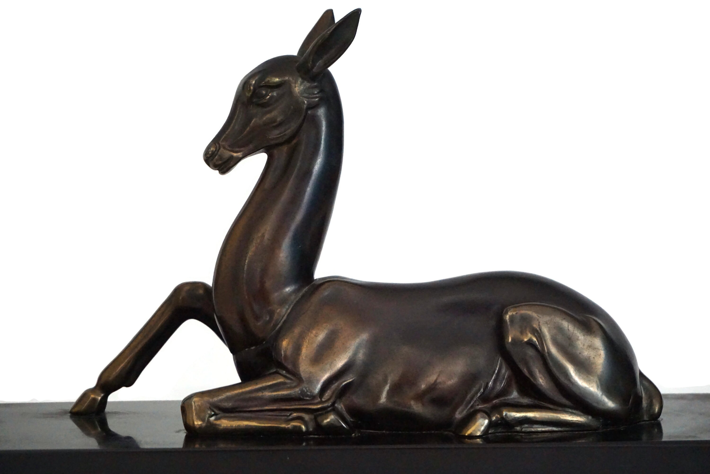 French Art Deco Deer Statue, Antique Woodland Animal Decor