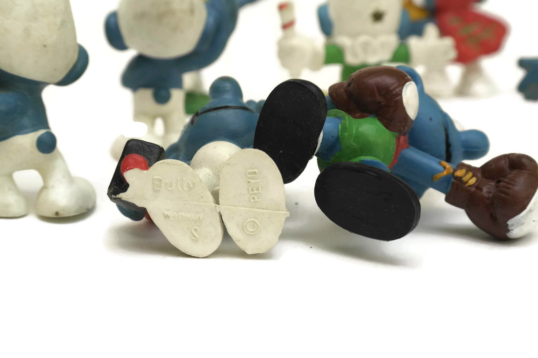 Vintage Smurf Action figurines, Set of 10 Collectible 80s Plastic