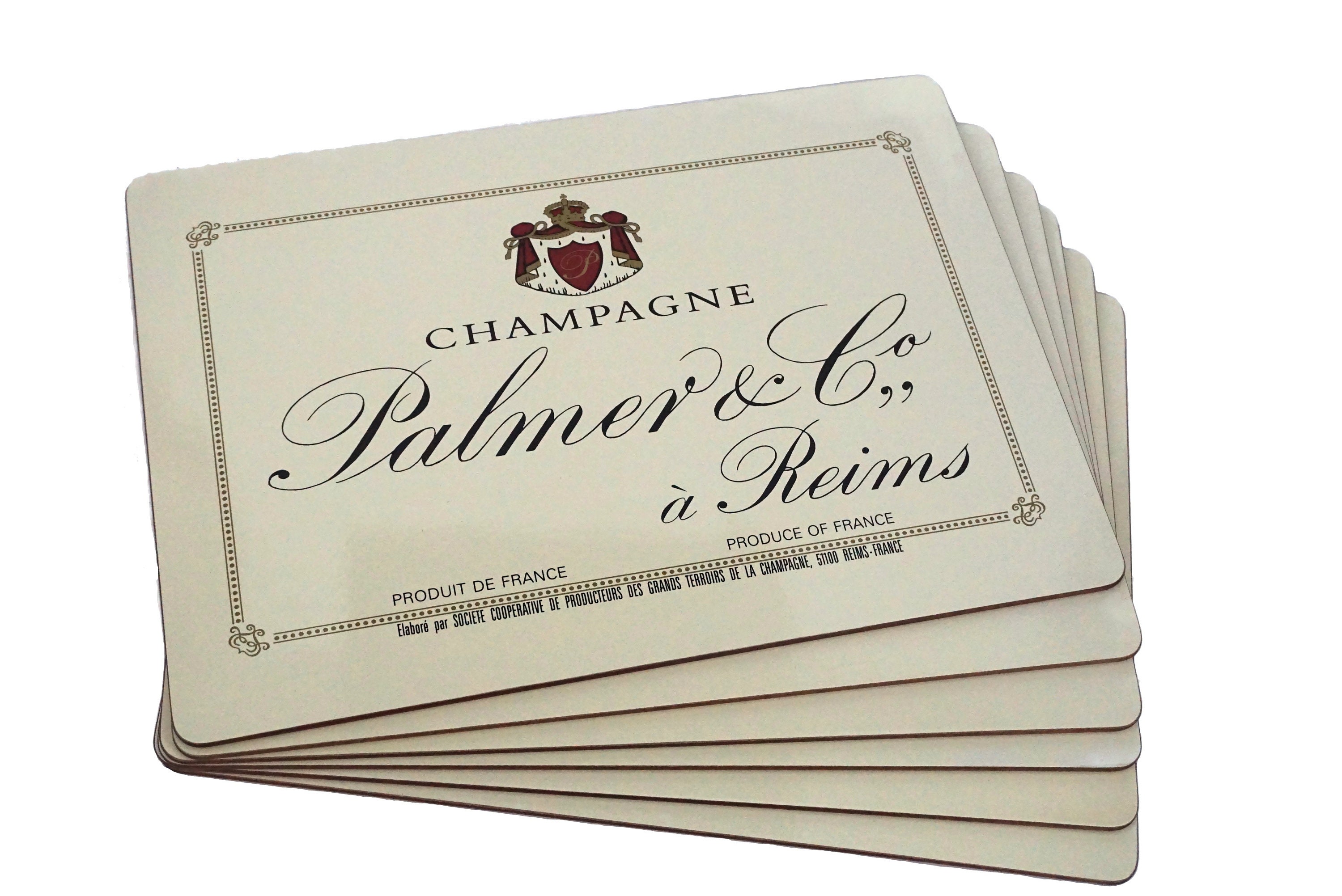 French Champagne Label Placemats Set of 6, Table Settings and Decor