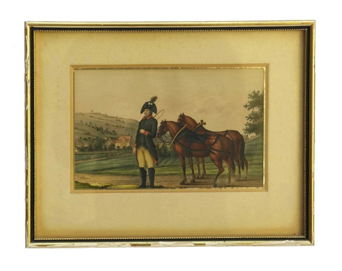 Antique Equestrian & Military Painting, 19th Century Soldier in Uniform Art