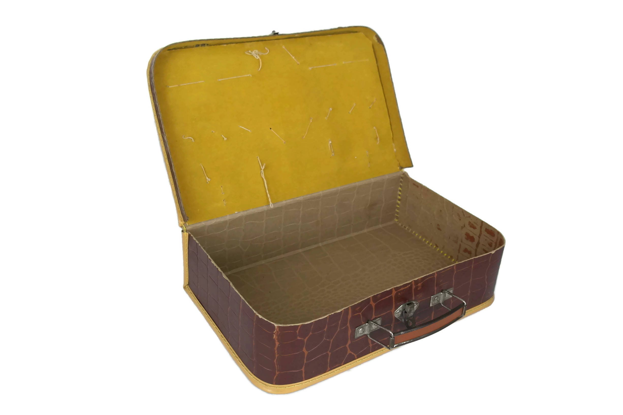 Vintage Cardboard Suitcase. 1950s Children's School Case.