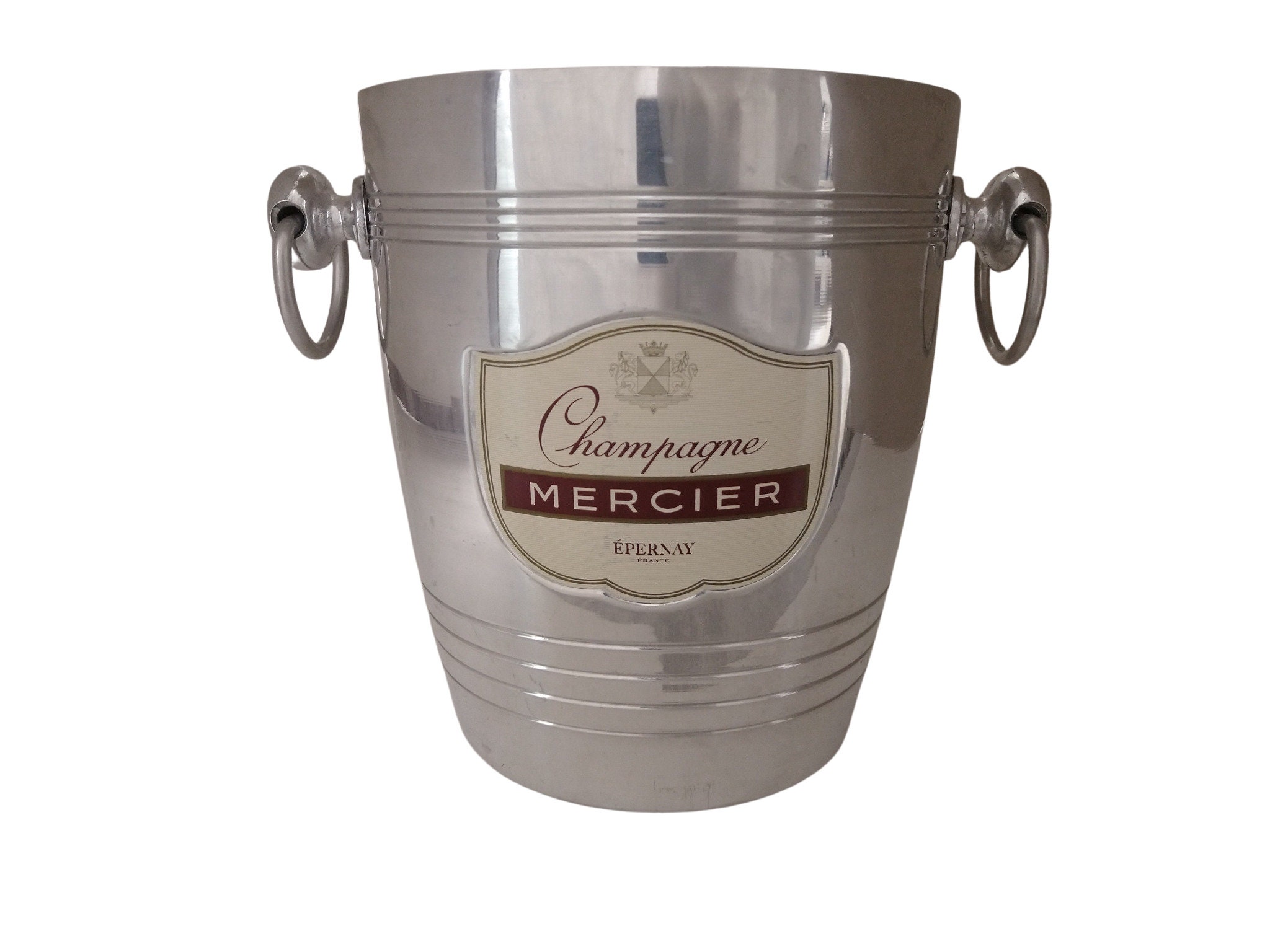 Refroidisseur de Champagne Vintage Français Mercier, Seau à Glace Advertising Barware et Refroidisse