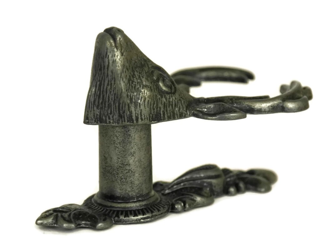 Vintage Deer Head Coat Hooks. Pair of Extending Hat Hooks.